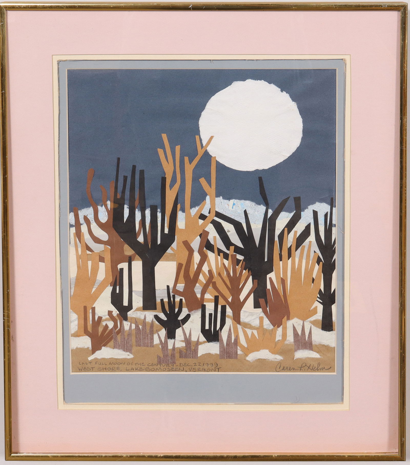 "Last Full Moon of the Century" Vintage American Modernist Outsider Collage Painting (1 of 7)