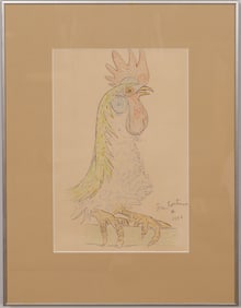 Jean Cocteau (1889 - 1963): "Le Coq" Vintage Modernist Print