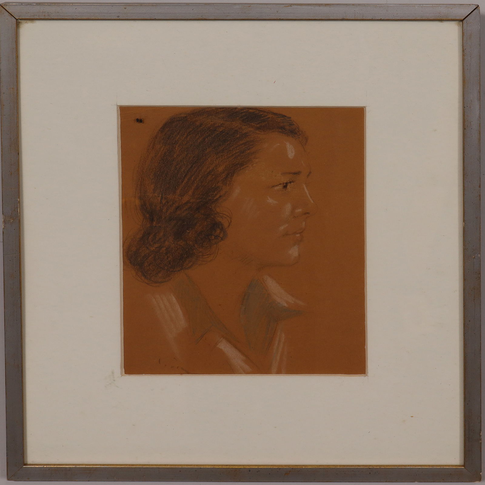 Vintage Framed American Impressionist Woman Portrait Pastel Painting (1 of 6)