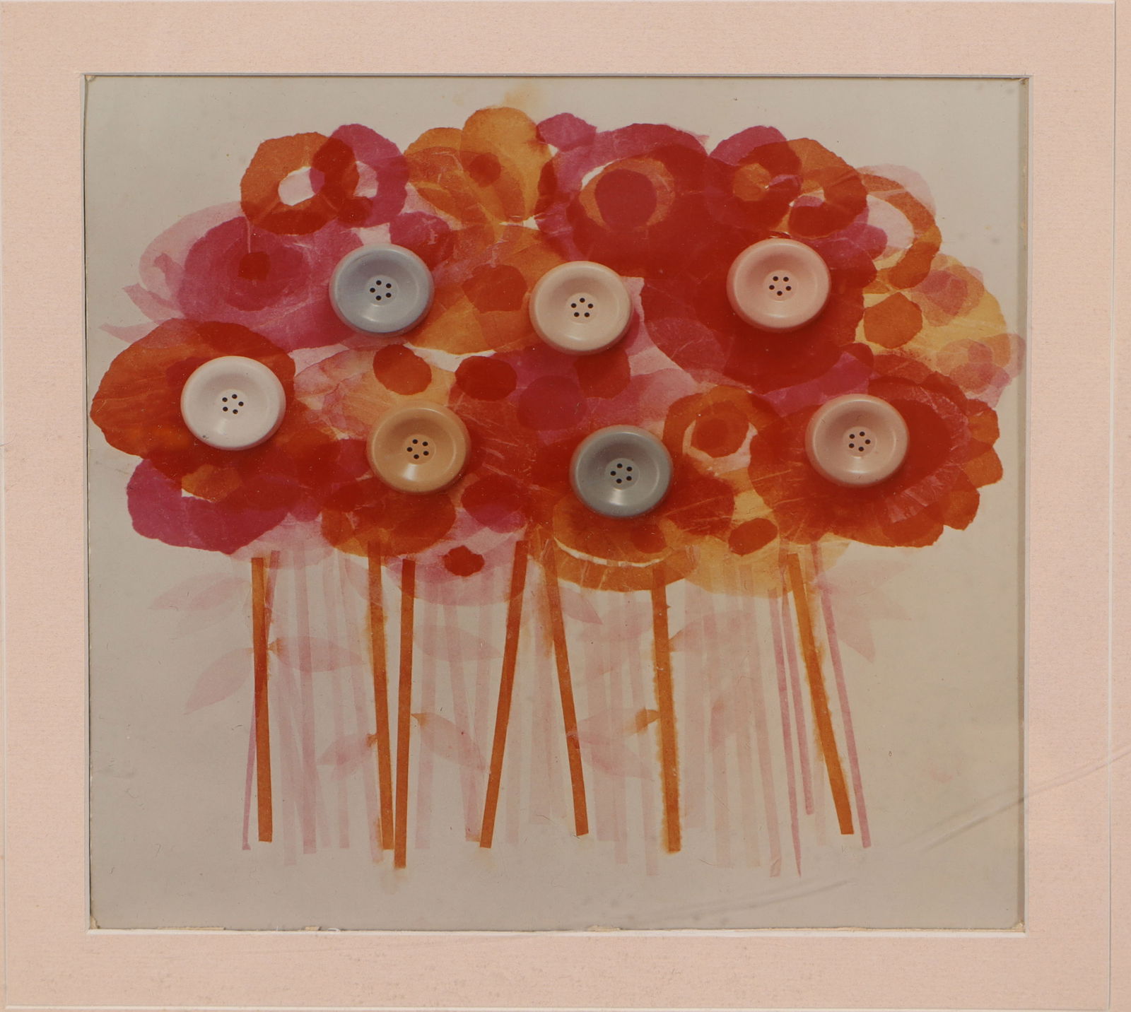 Vintage American Modernist Mixed Media Collage Abstract Flower Still Life Oil Painting (1 of 6)