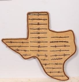 Vintage American Folk Art Texas State Map Barbed Wire Outsider Work Roundtop Market Gold?!