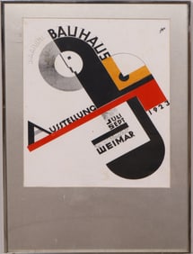 Vintage Buahaus Modernist Abstract Framed Poster