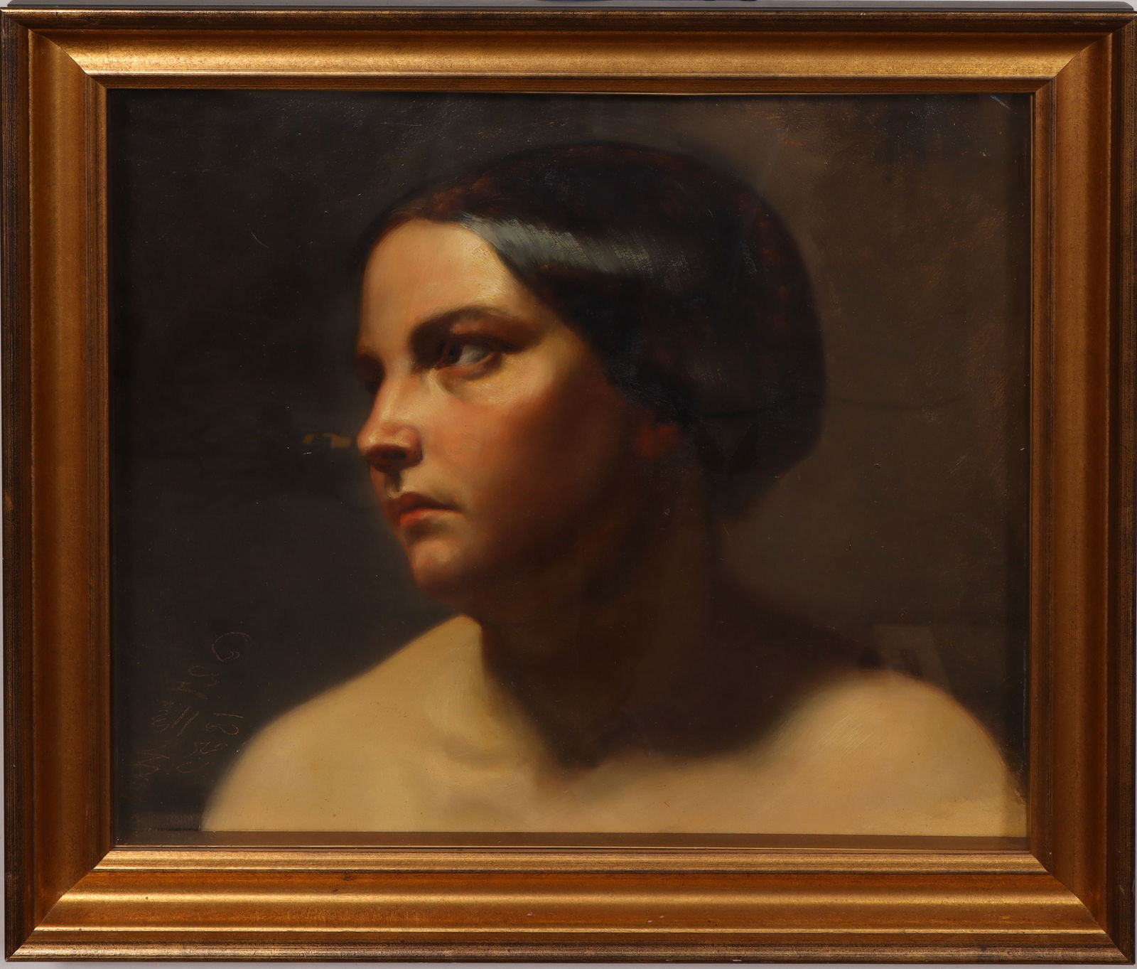 Antique American Realist Woman Portrait Framed Signed Original Oil Painting (1 of 8)