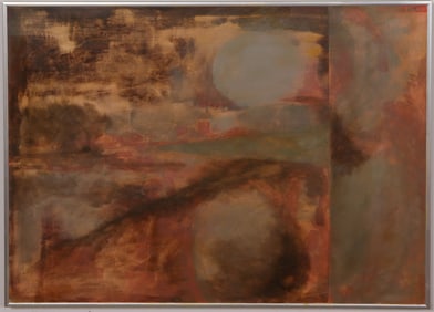 Vintage American School Modernist Abstract Expressionist Framed Oil Painting