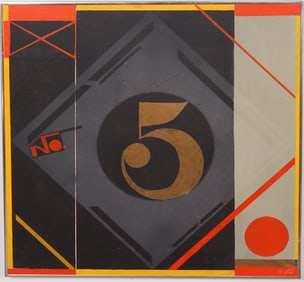 Vintage American Modernist Geometric Abstract Cubist Framed Signed Oil Painting