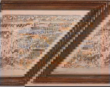 Vintage American Modernist Abstract Framed  Painting