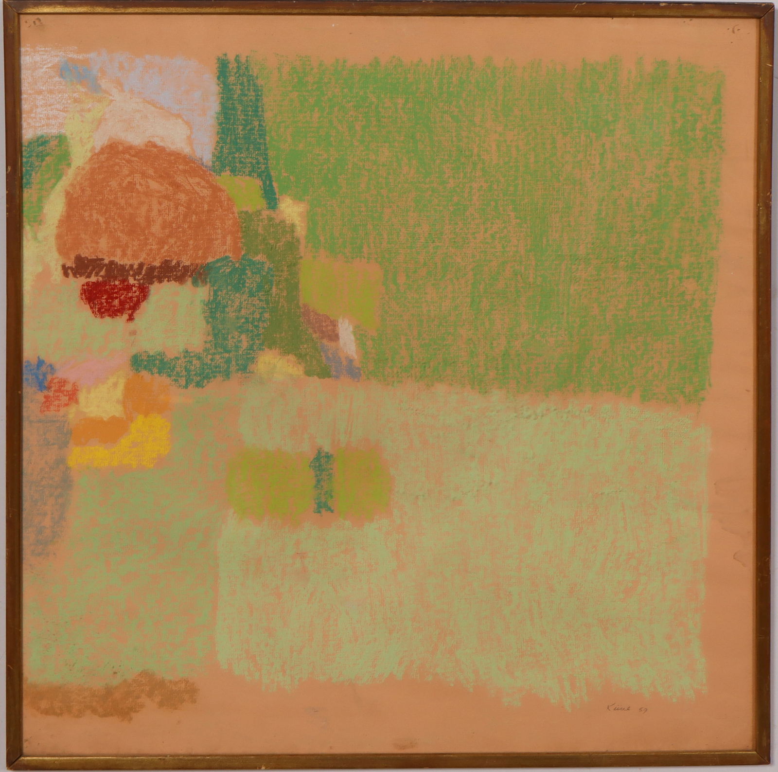 Vintage American Modernist Abstract Signed Pastel 1959 Painting (1 of 6)