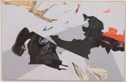 Vintage American Modernist Mixed Media Signed Abstract Expressionist Collage