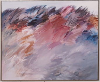 Adele Becker Large Signed Vintage American Modernist Abstract Expressionist Framed Oil Painting