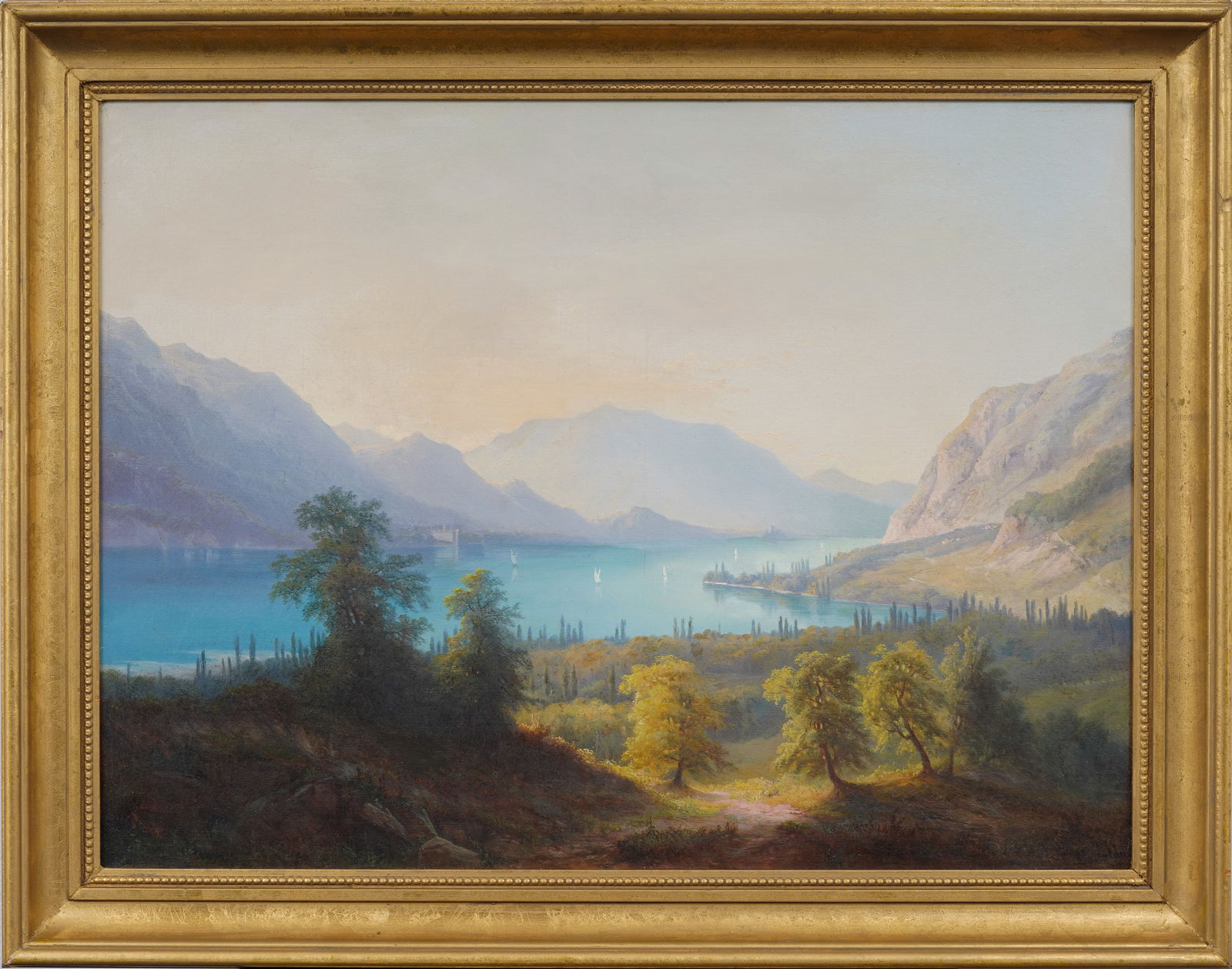 Vintage American or European Impressionist Mountain Landscape Framed Luminous Oil Painting (1 of 8)