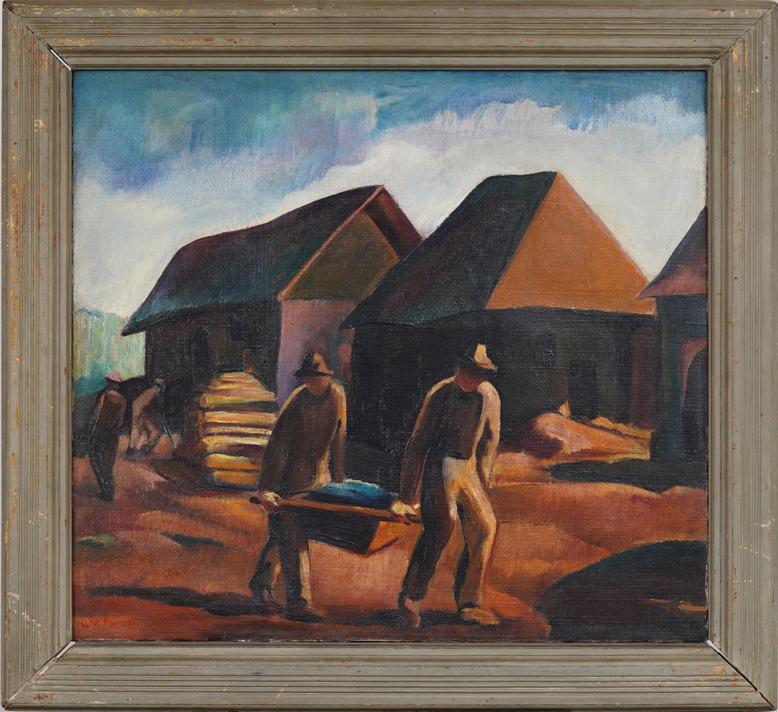 Lily Furedi (1896-1969) Hungarian American Rural Scene Farm Work Framed Oil Painting (1 of 9)