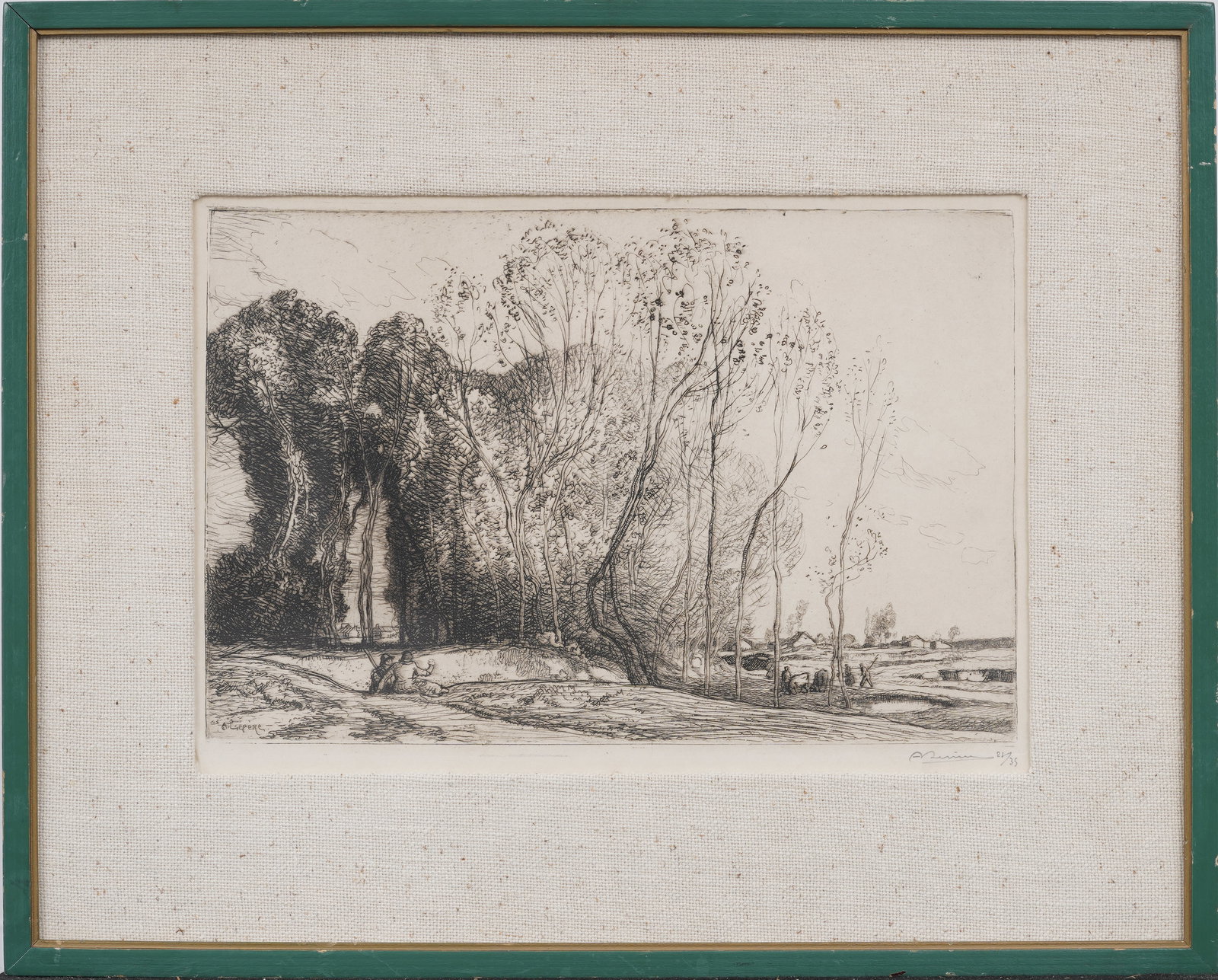 "Landscape with Two Figures" by Auguste-Louis Lepère Antique French Signed Etching (1 of 7)