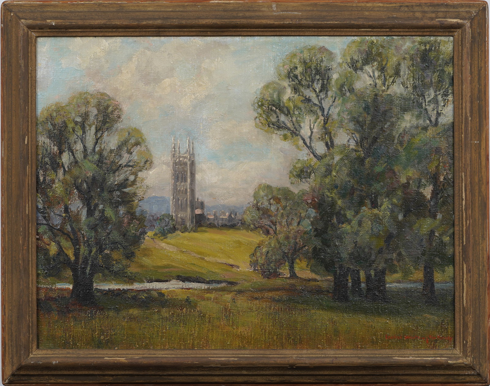 Antique American Impressionist Signed Landscape Framed Original Oil Painting (1 of 7)
