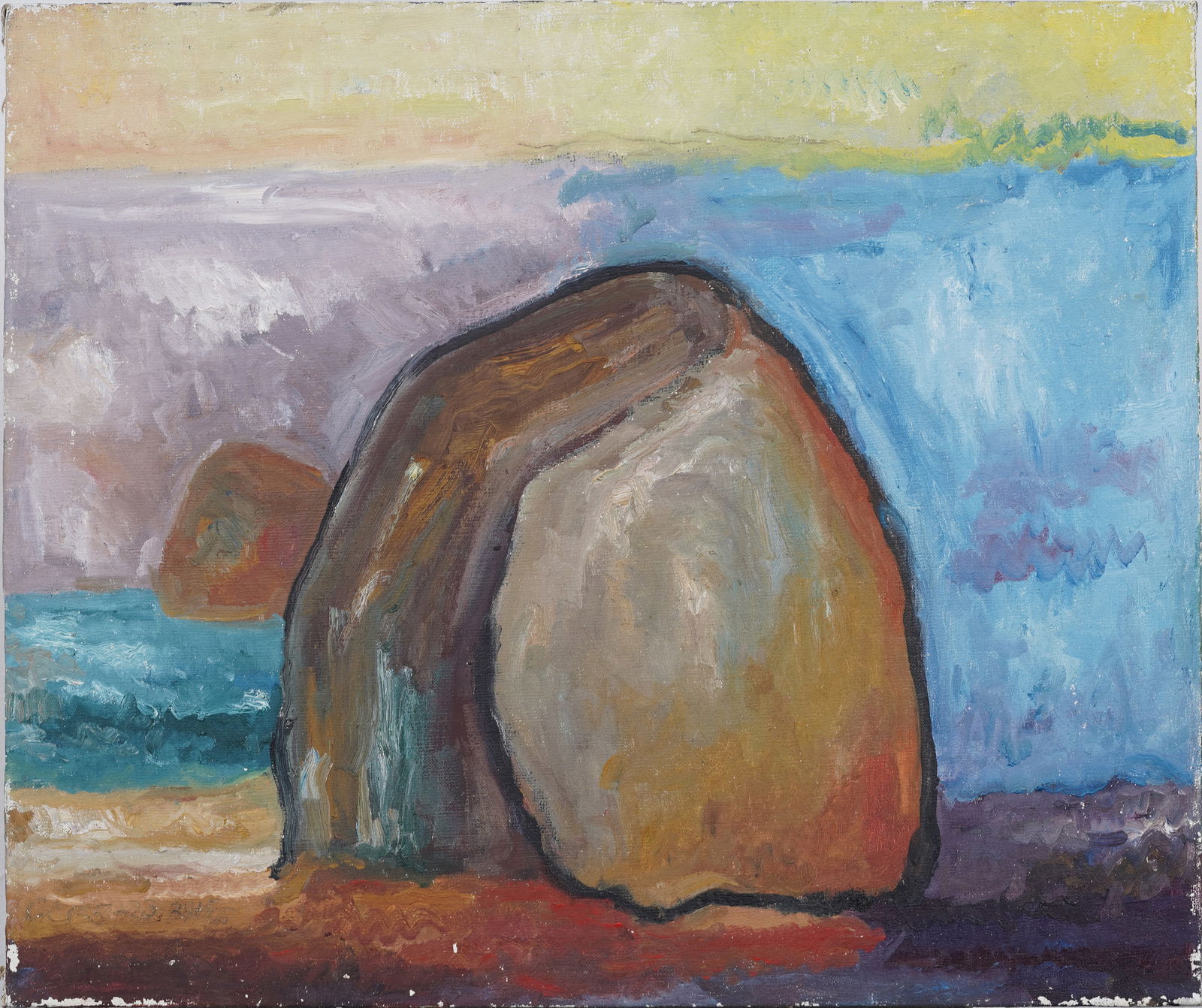 Vintage American Modernist Haystack Sunset Fauvist Landscape Original Oil Painting (1 of 6)