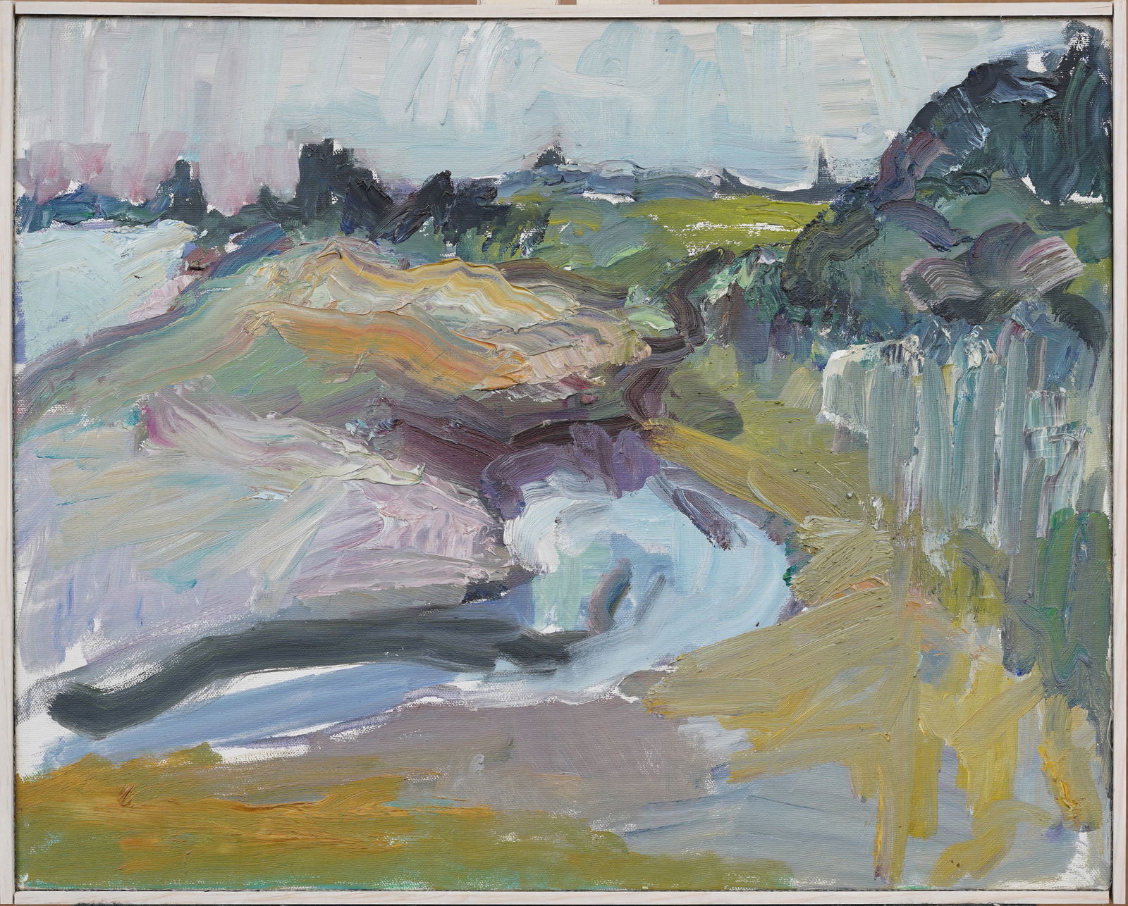 Vintage American School Modernist Abstract Framed Landscape Original Oil Painting (1 of 6)