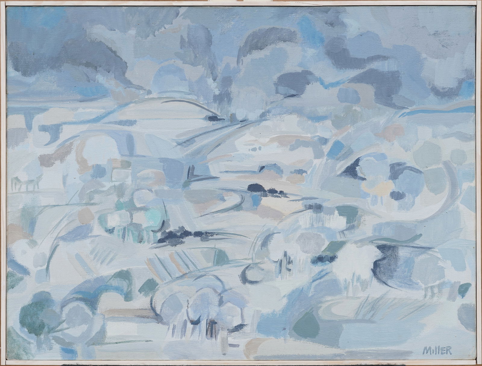 Vintage American Modernist Abstract Landscape Signed Framed Original Oil Painting (1 of 7)