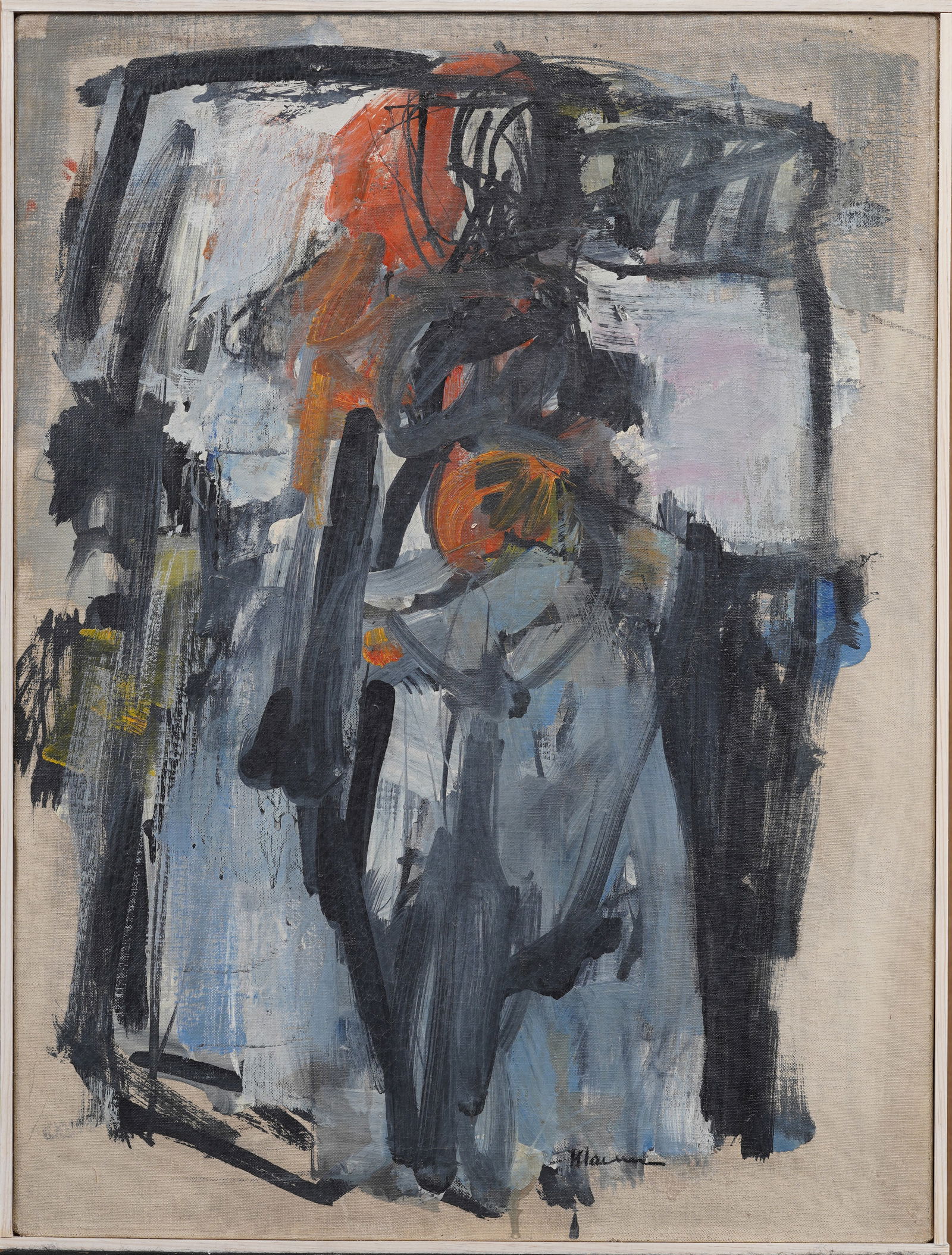 Vintage American Abstract Expressionist Signed Framed Modernist Early Original Oil Painting (1 of 8)