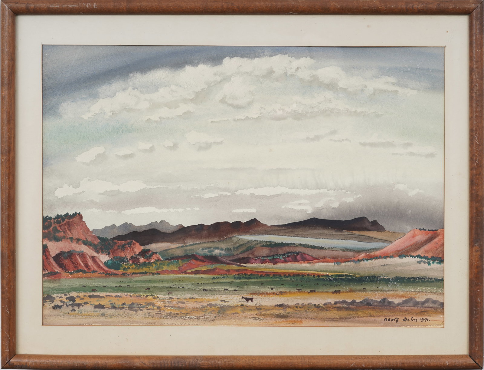 Adolf Dehn (1895-1968) American Western Mountain Valley Landscape Original Framed Watercolor (1 of 11)