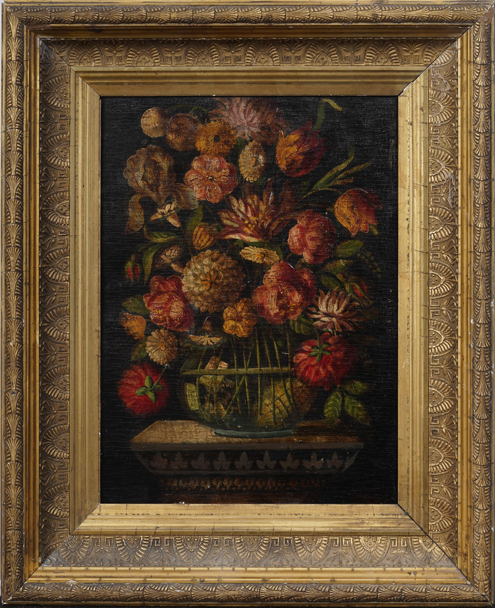 Signed Antique Dutch School Resplendent Floral Arrangement Original Framed Oil Painting on Panel: Antique Dutch still life oil painting. Signed. Framed. Measuring: 18 by 15 inches overall, and 12 by 9 painting alone. Please see all images for condition. Size is measured and written on the back of