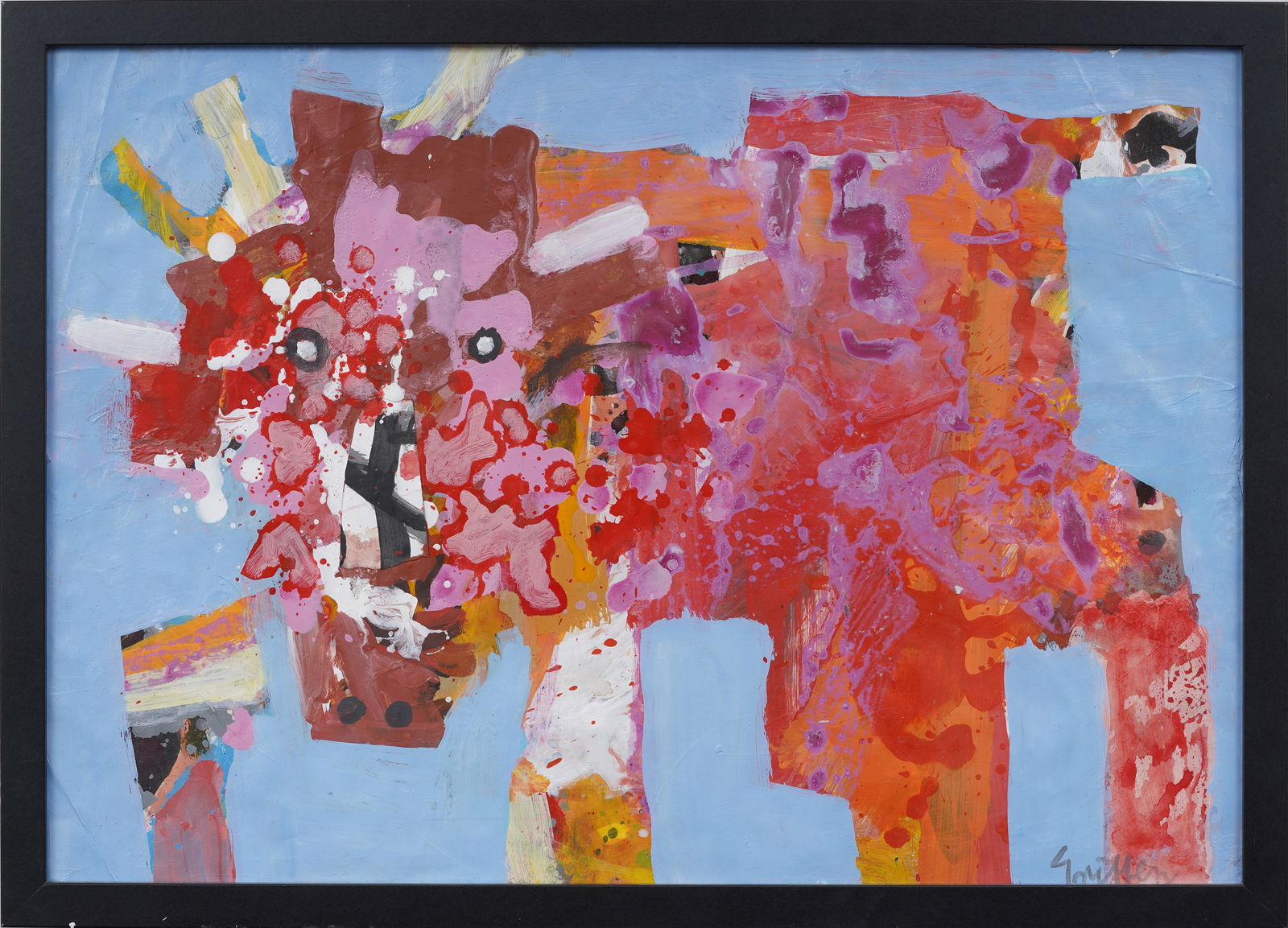 Vintage American Abstract Lion Painting Signed "Guillen" Original Framed Oil Painting (1 of 7)