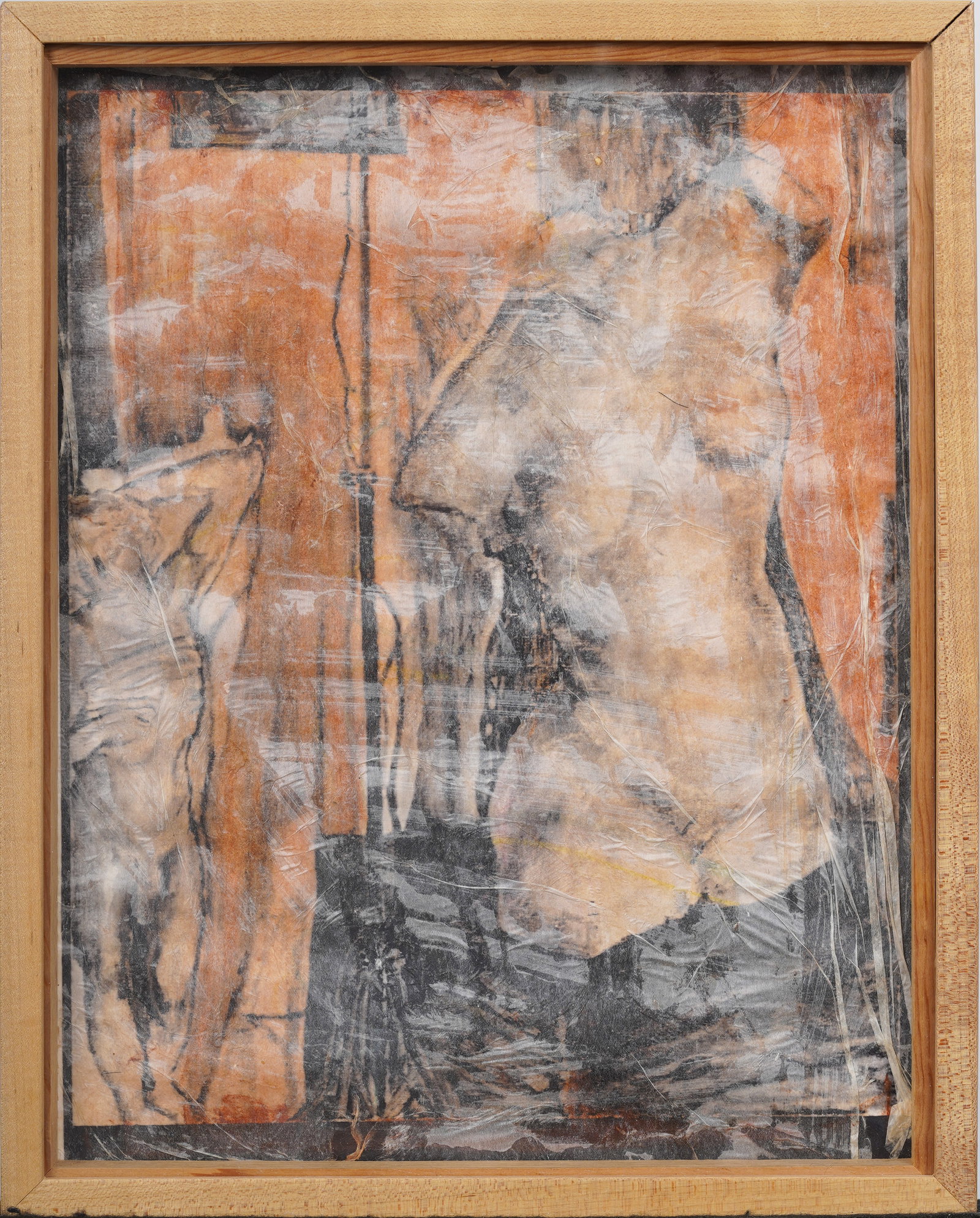 Vintage American Abstract Nude Torso Mannequin Original Mixed Media Painting: Vintage American mixed media painting. Framed. Measuring: 15 by 12 inches overall, and 14 by 11 painting alone. Please see all images for condition. Size is measured and written on the back of the pai