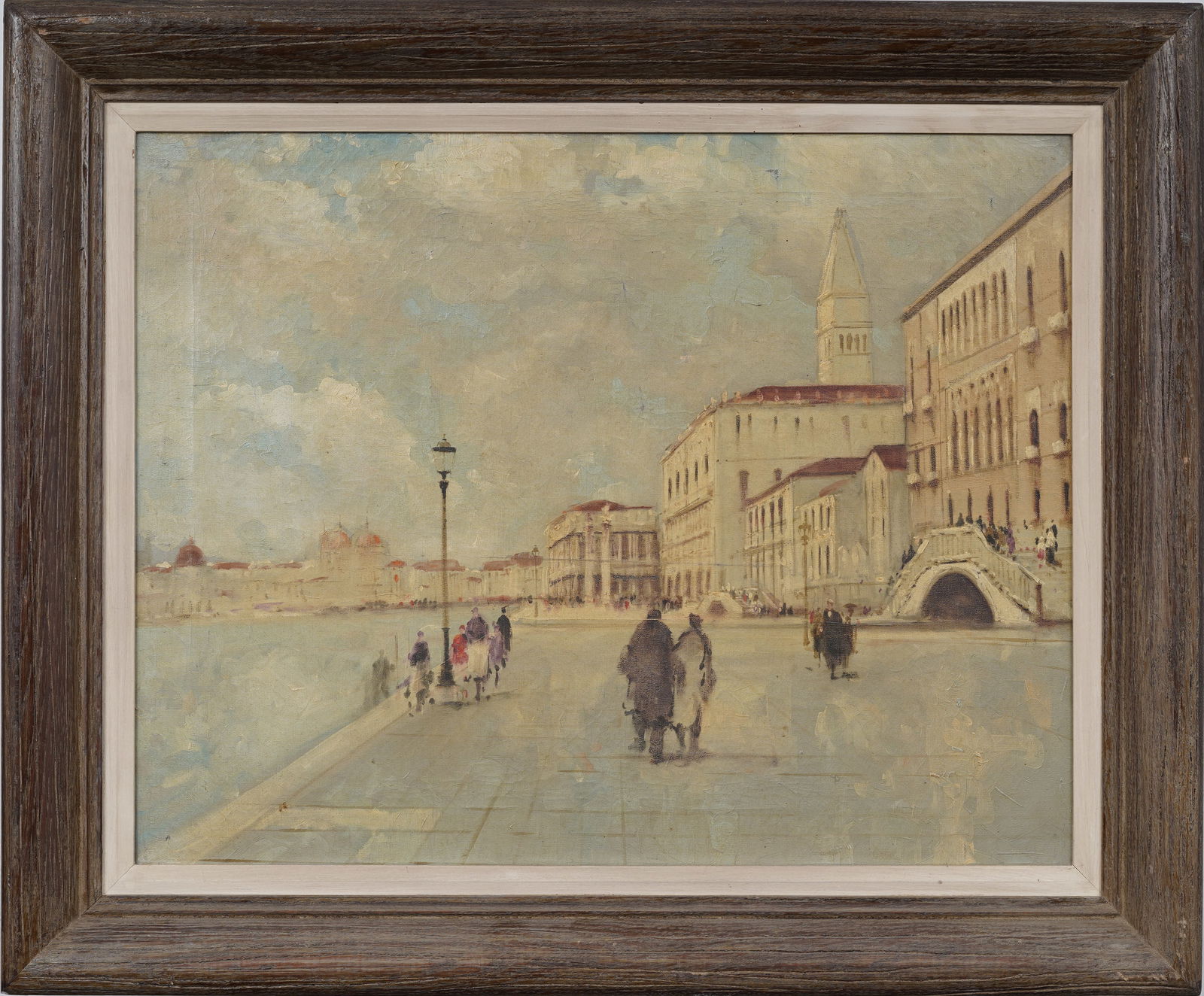 Antique Italian Impressionist Venice Canal Cityscape Original Framed Oil Painting: Antique European cityscape oil painting. Framed. Measuring: 24 by 29 inches overall, and 18 by 23 painting alone. Please see all images for condition. Size is measured and written on the back of the p