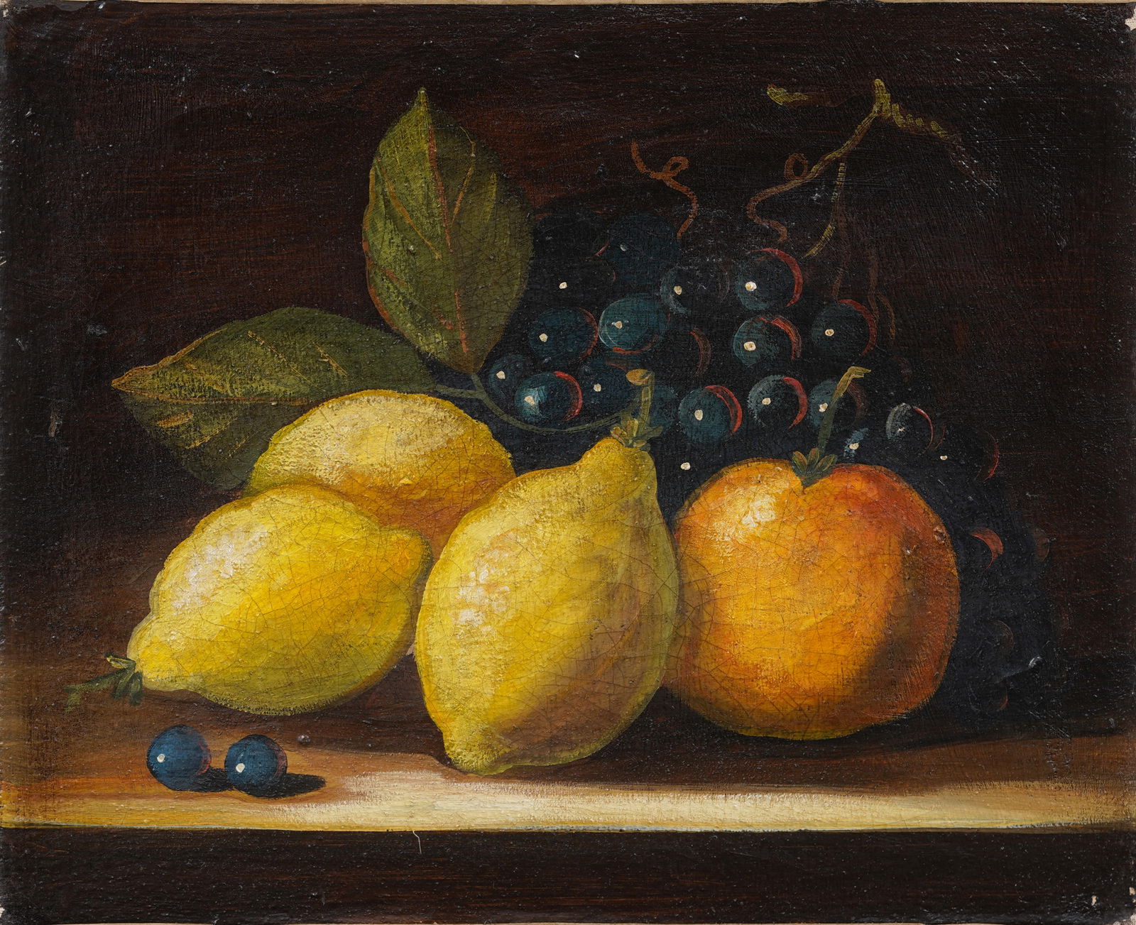 Small Antique American School Fruit Still Life Original Oil Painting (1 of 4)