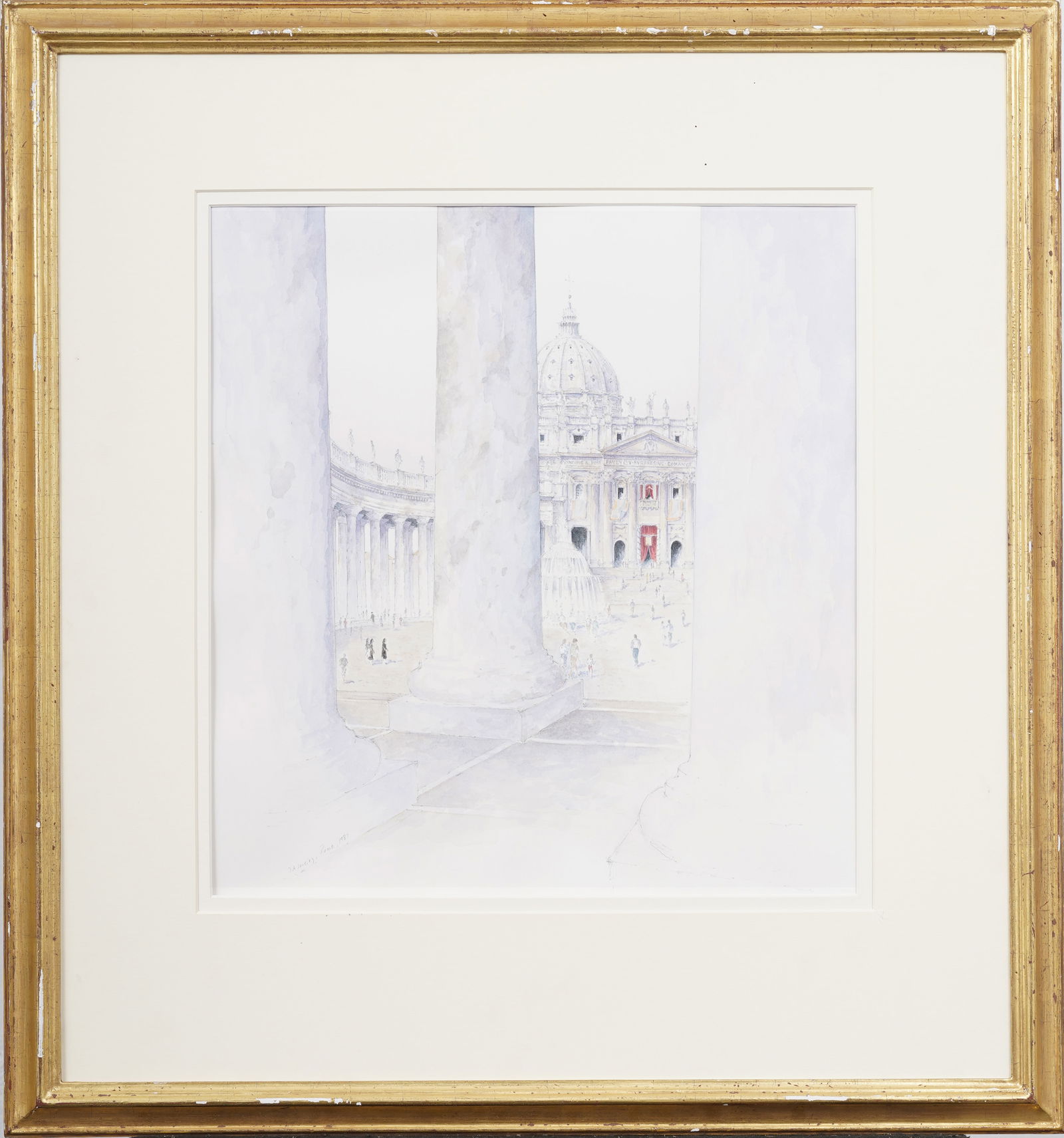Tim A Lovejoy (b.1943) Signed Vintage American St. Peter's Basilica Rome Original Framed Watercolor (1 of 10)