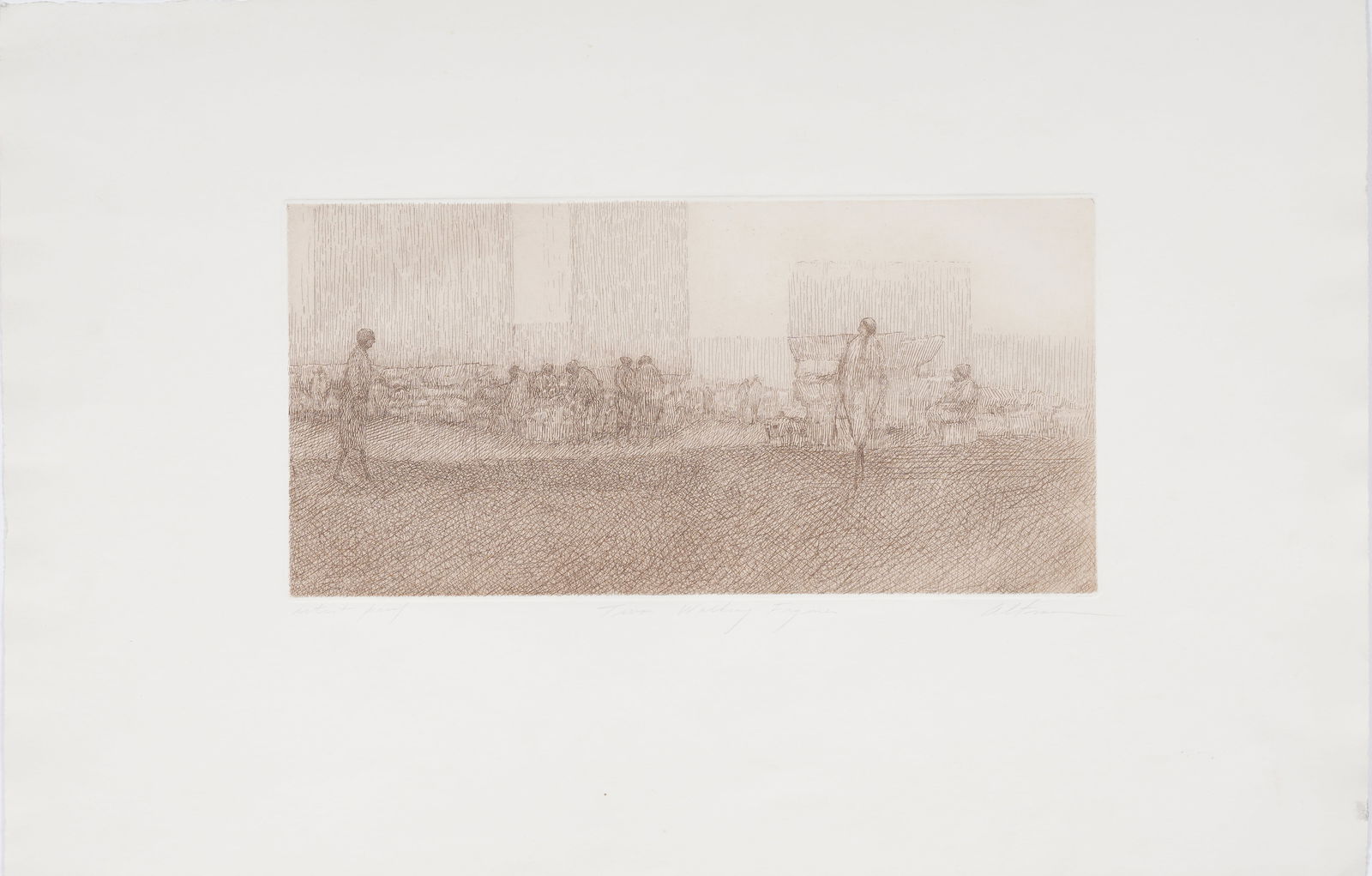 Harold Altman (b. 1924) Mid Century Original Artist Proof Etching "Two Figures Walking" (1 of 10)