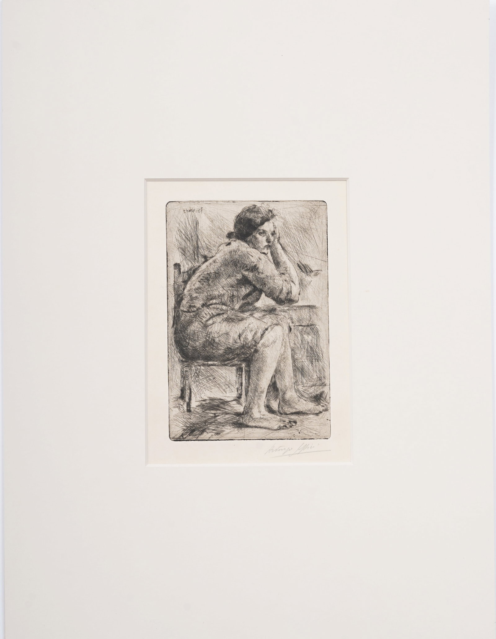 Ardengo Soffici (1879-1964) Signed Vintage Italian Original "Hot Housekeeper" Etching: Vintage Italian etching. Signed. Measuring: 24 by 18 inches overall, and 8 by 6 painting alone. Please see all images for condition. Size is measured and written on the back of the painting or next to