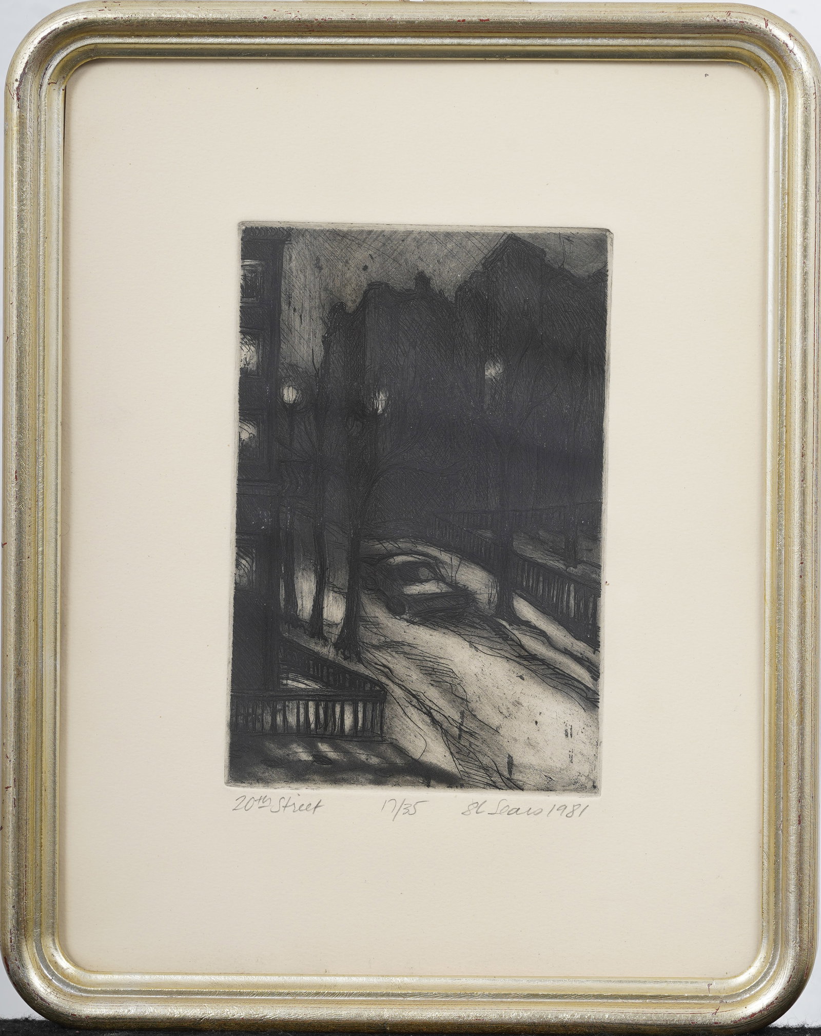 Sara L. Sears (b. 1953) "20th St." Vintage American Etching Numbered 17/35 Framed Ink on Paper (1 of 8)