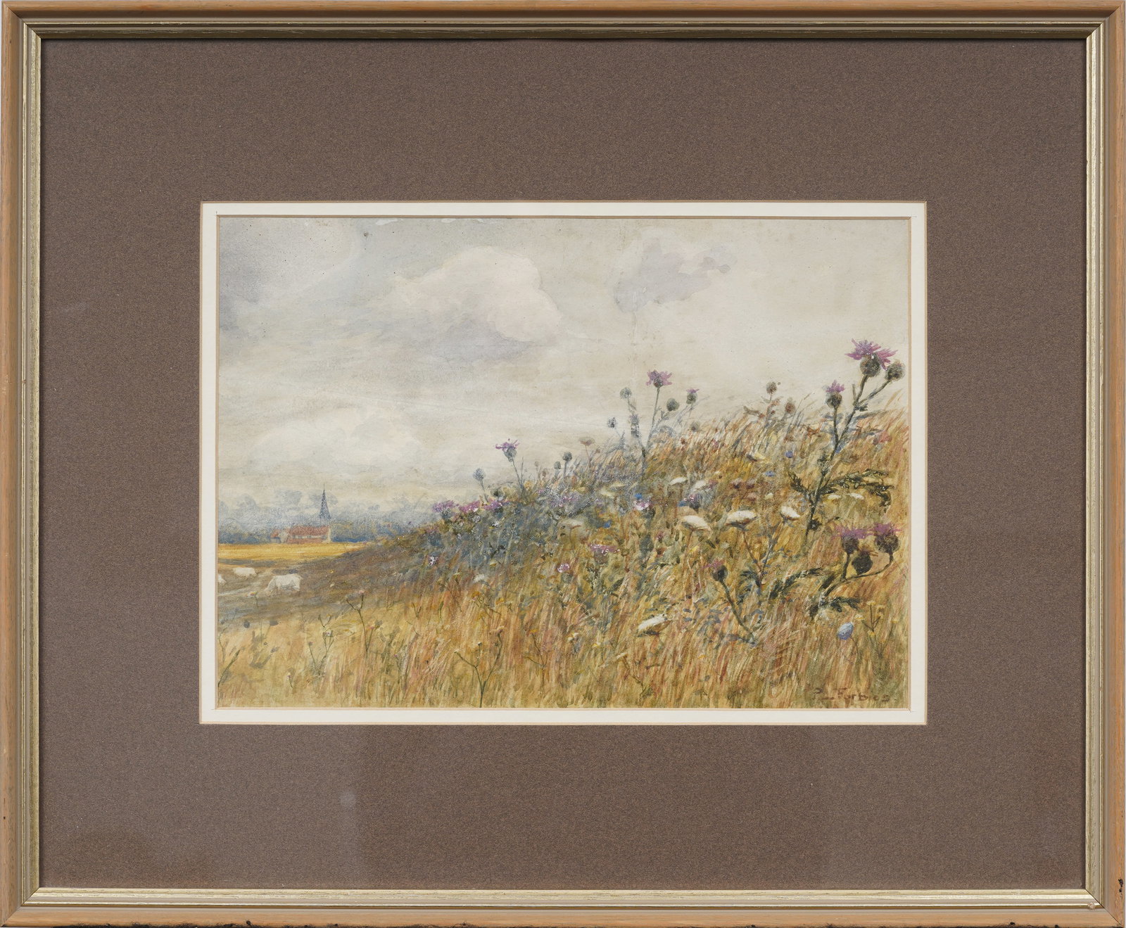 Patrick Lewis Forbes (1860-1939) Framed Plein Air Wildflower Field Landscape Watercolor Painting (1 of 6)