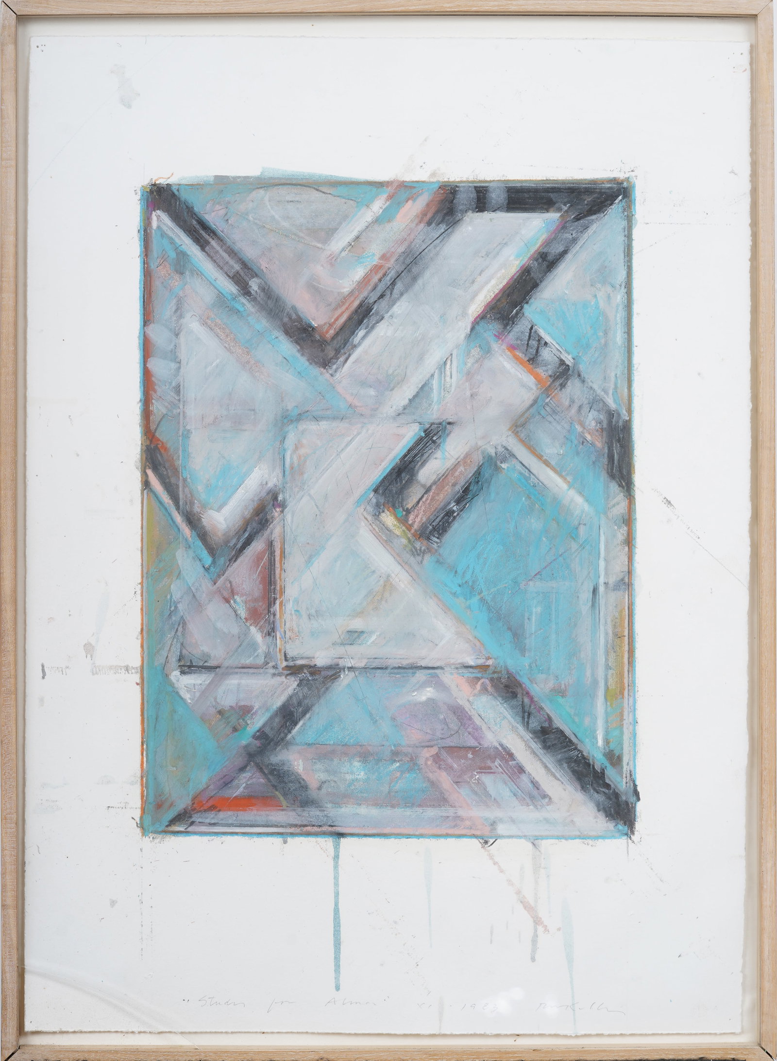 Robert Kelly (b. 1956) Vintage American 1983 Signed "Study for Alma" Mixed Media Original Painting (1 of 8)