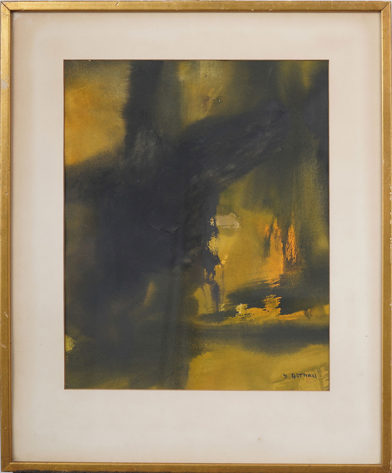 Vintage Framed American Abstract Expressionist Watercolor Signed "D. Altman" (1 of 6)