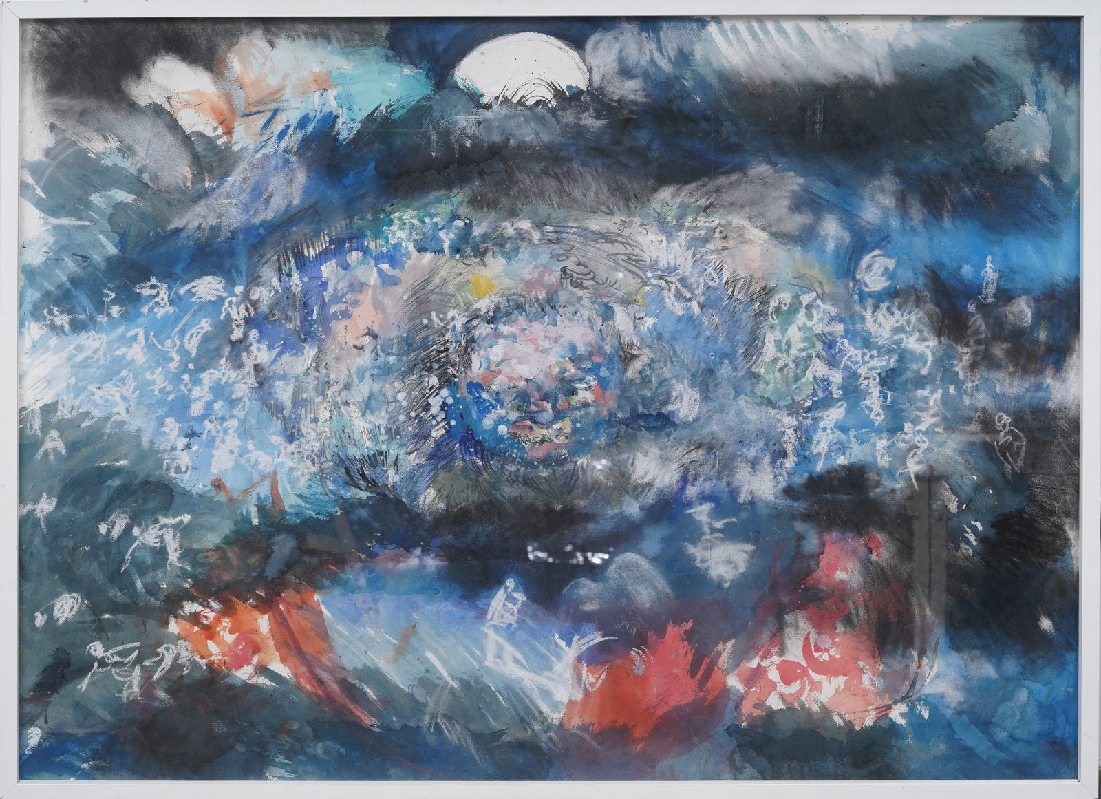 Large Contemporary American Abstract Moonlight Mountain Original Mixed Media Painting (1 of 9)