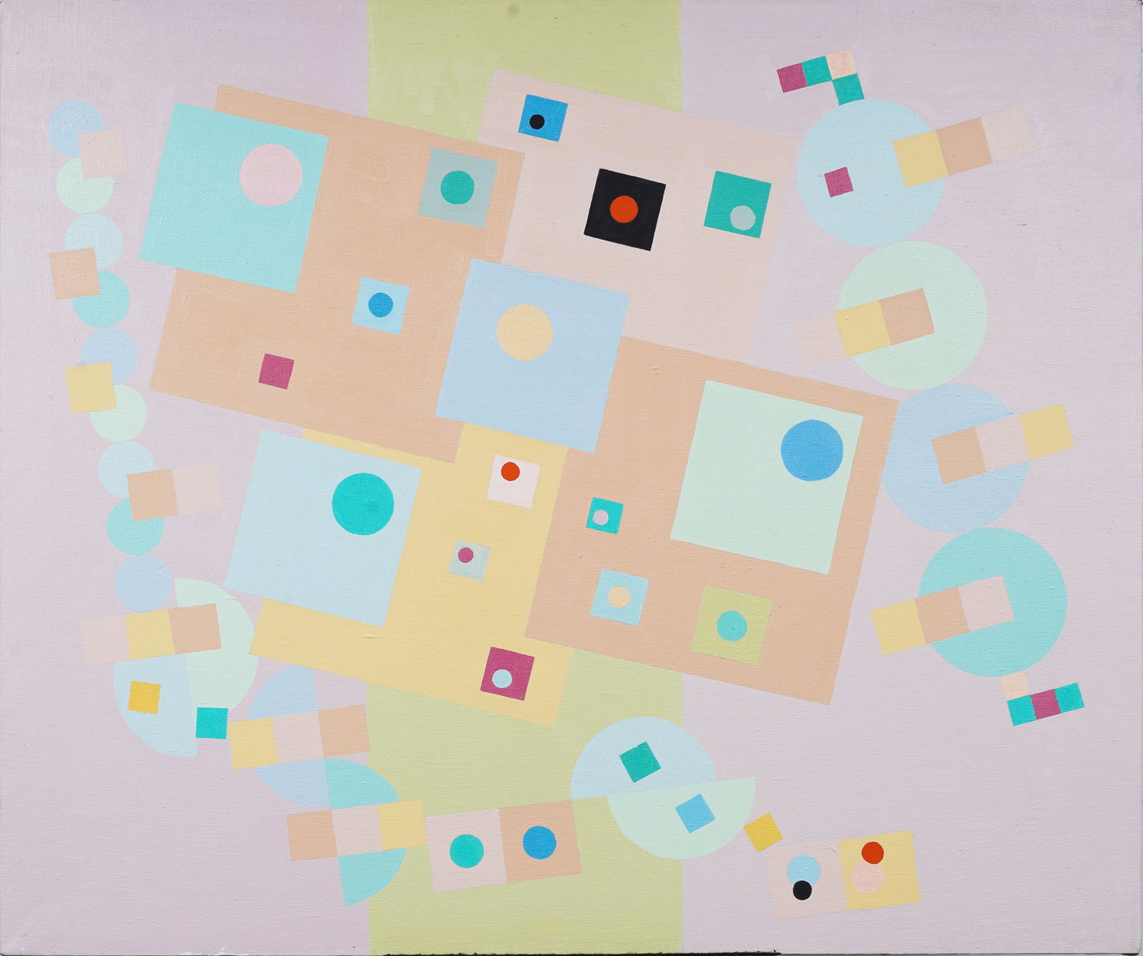 Signed Large Modernist Geometric Abstract MCM Original Oil Painting (1 of 6)