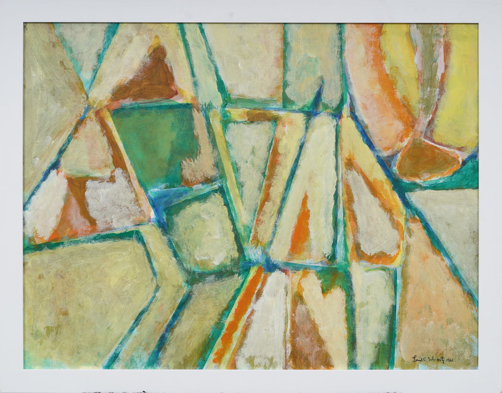 Fred Schwartz (1921-2009) Vintage 1985 American Abstract Original Framed Oil Painting on Board (1 of 7)