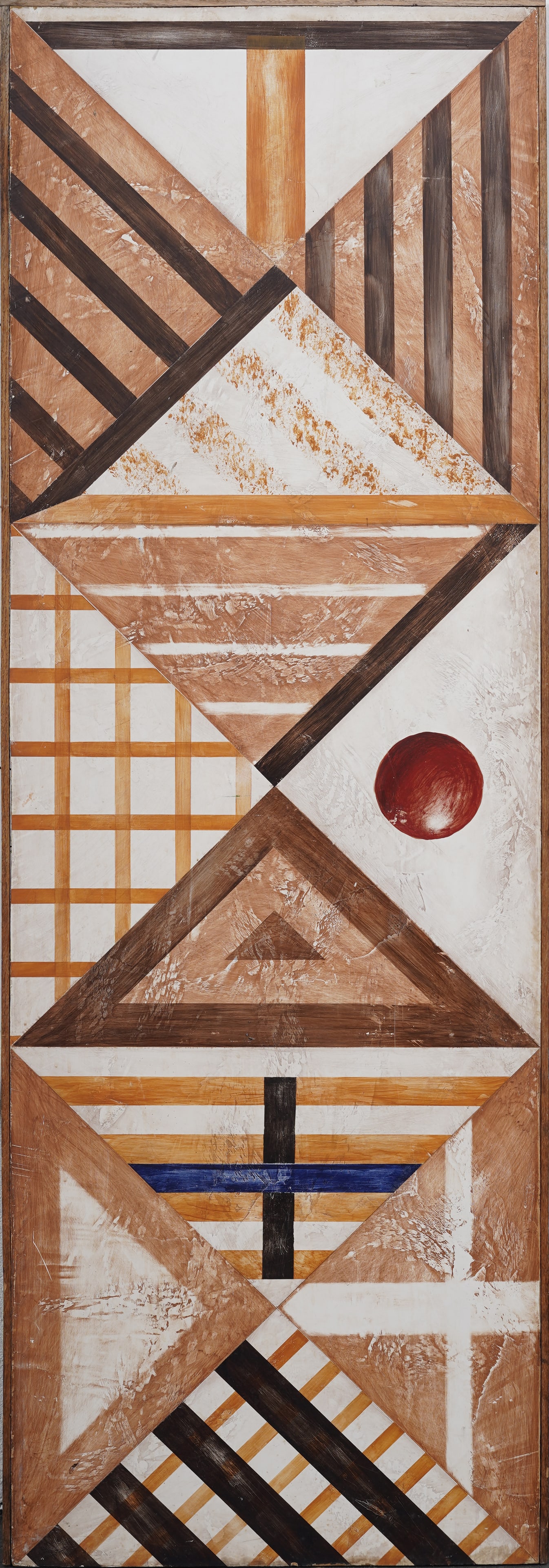 Large Vintage Mid Century Geometric Abstract American Original Framed Oil Painting on Panel (1 of 6)