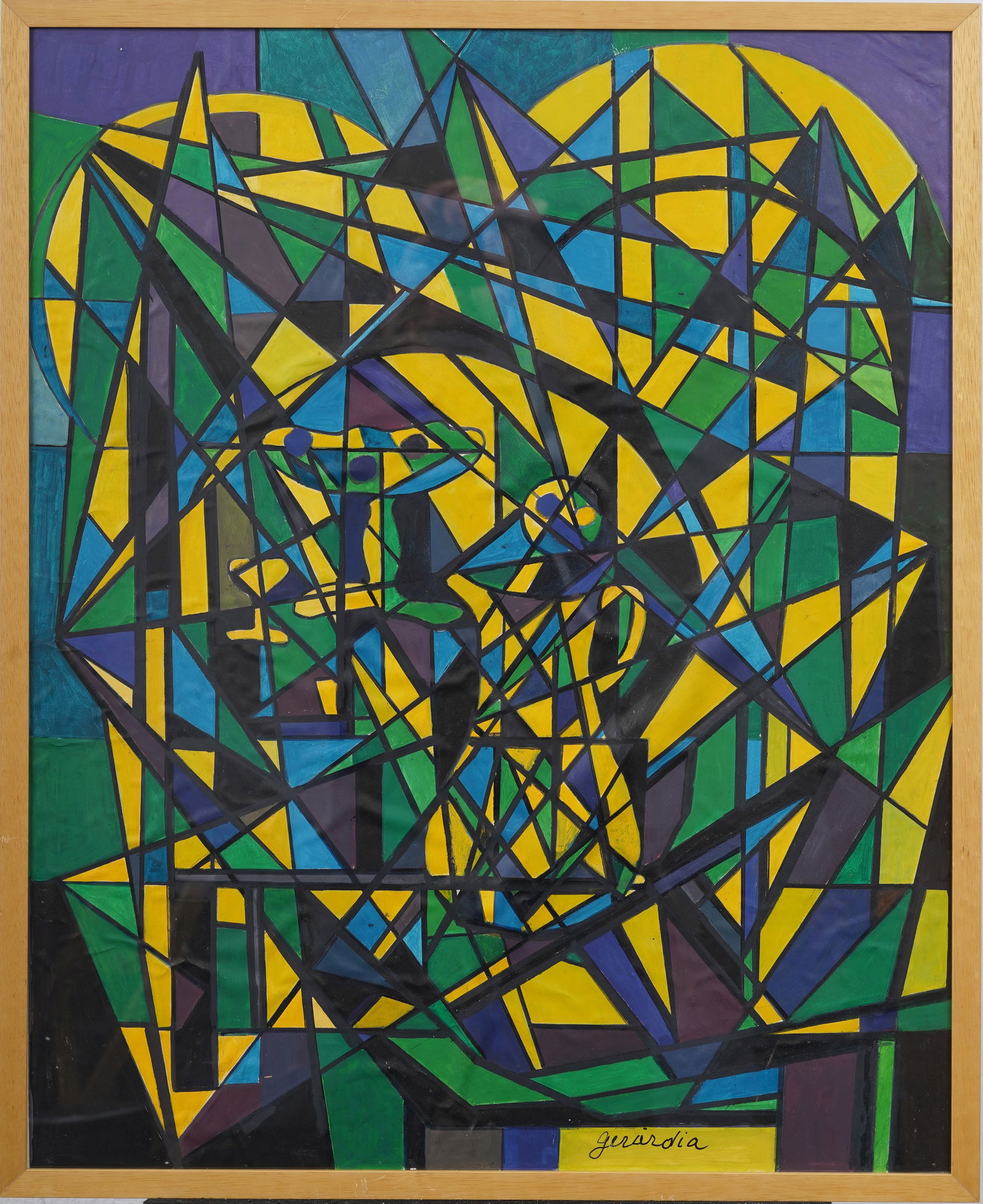 Helen Gerardia (1903-1988) Mid Century Geometric Abstract Signed Original Framed Oil Painting (1 of 7)