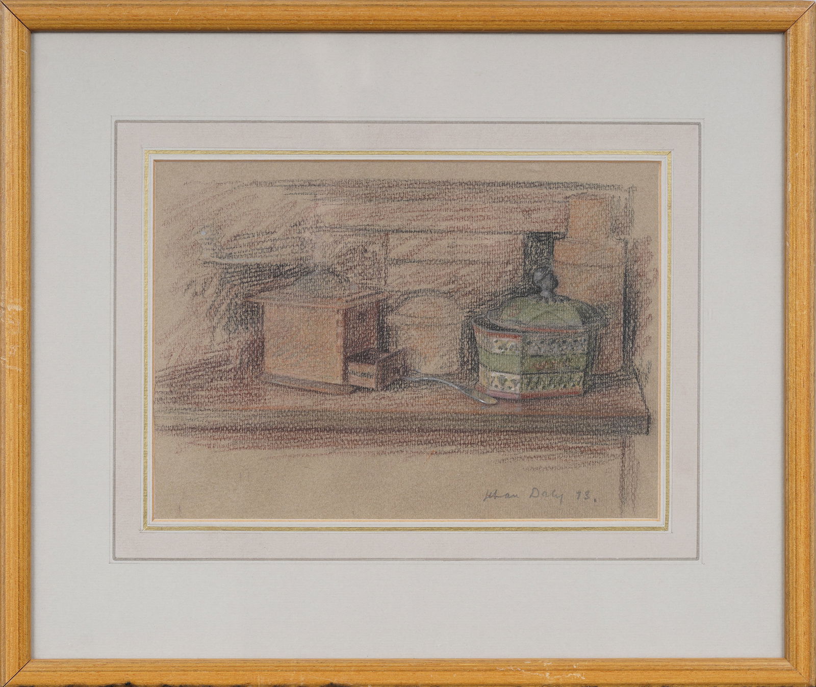Jehan Daly (1917-2007) Signed Vintage 1973 British Original Colored Pencil Still Life Drawing (1 of 7)
