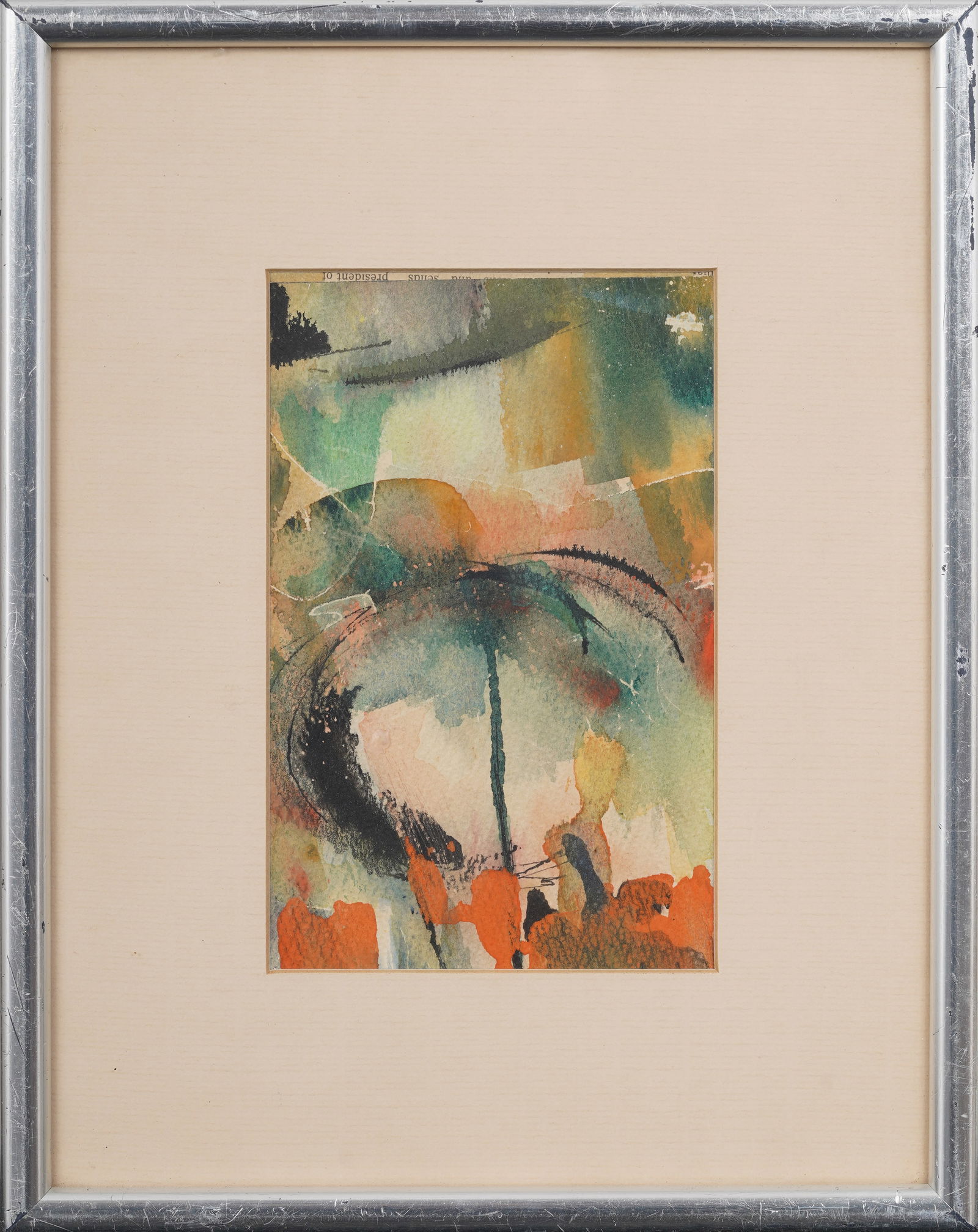 Vintage American New York School Abstract Expressionist Original Framed Watercolor (1 of 6)
