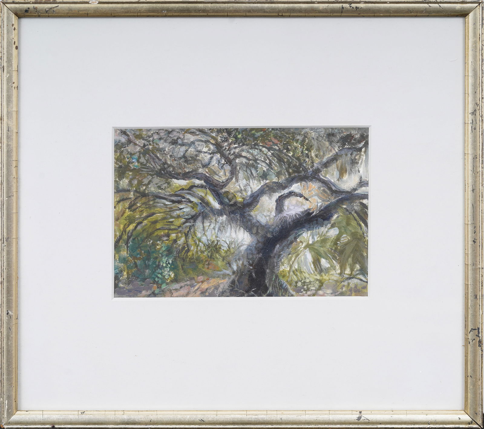 Live Oak Mound Park Florida Impressionist Landscape Framed Oil Painting Signed "A. Meltzer": Vintage American oil painting. Measuring: 11 by 12 inches overall, and 4 by 6 painting alone. Please see all images for condition. Size is measured and written on the back of the painting or next to e