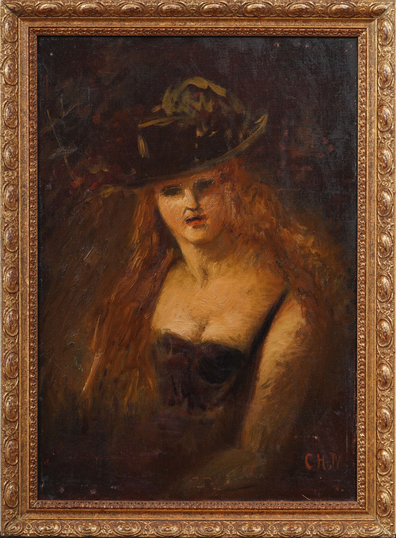 Signed Antique European Modernist Woman Portrait Monogrammed Original Framed Oil Painting (1 of 6)