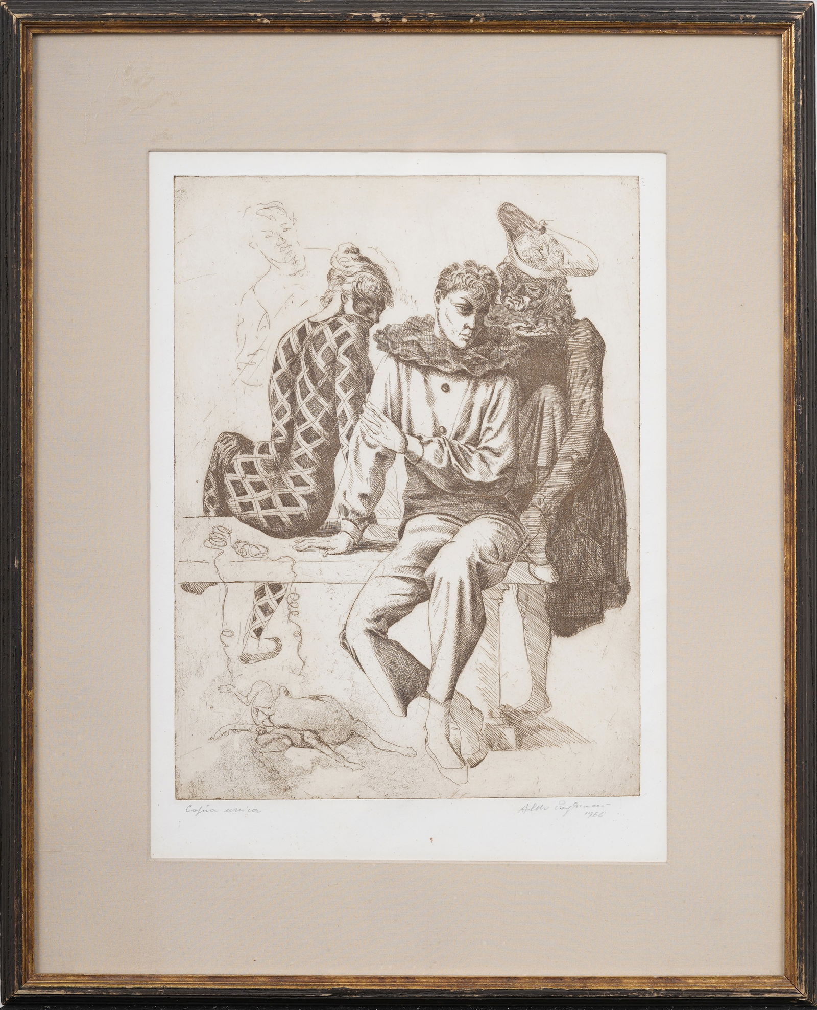 Aldo Pagliacci (1913-1990) Italian Commedia dell'arte Sinister Circus Harlequins Original Etching (1 of 8)