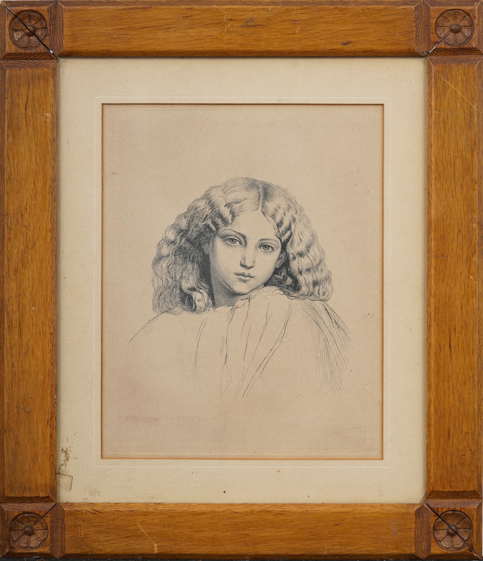 Antique English Etching After Frederic William Burton "The Child Miranda" (1 of 9)