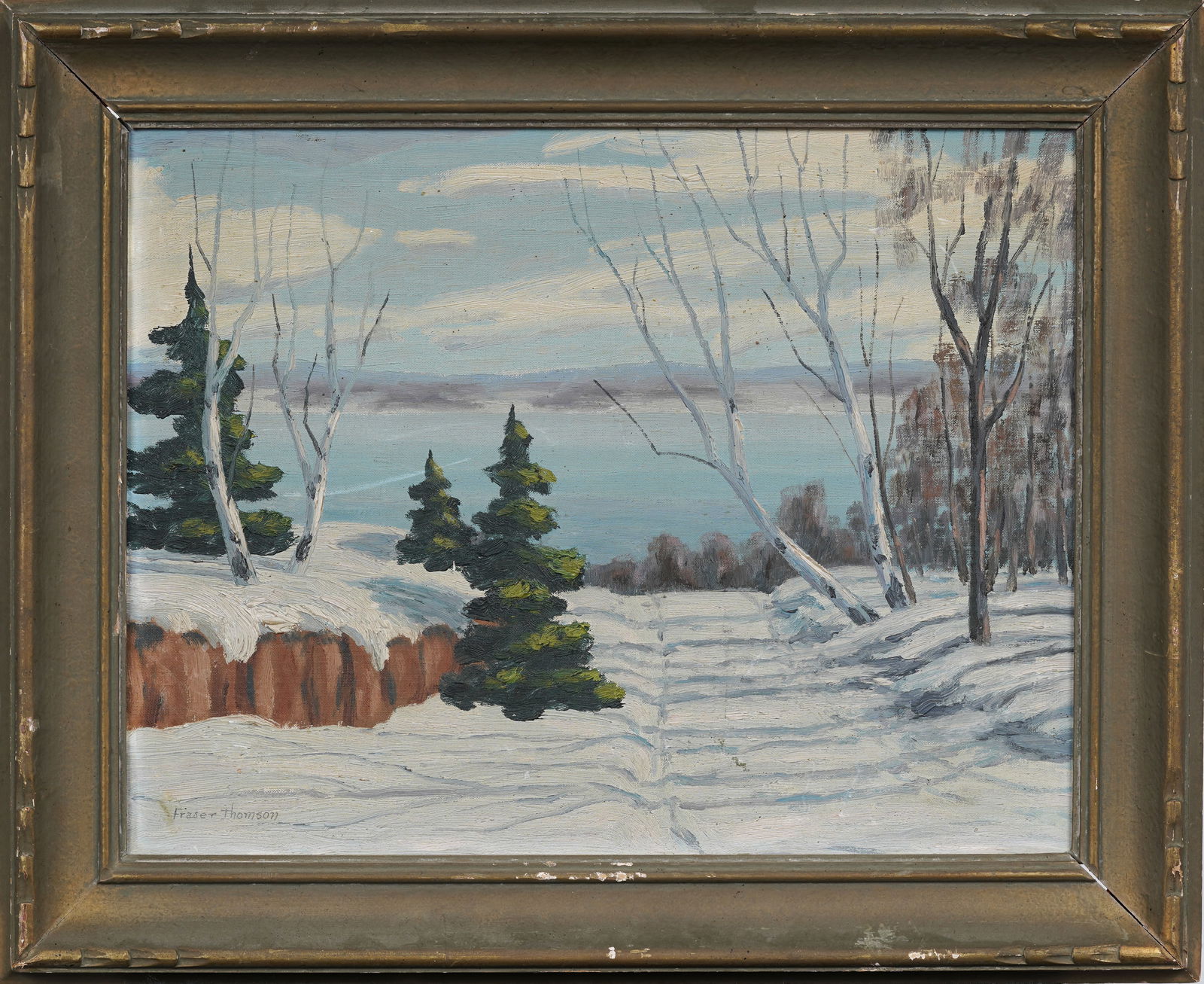 Fraser Thomson (1886-1868) Mid Century Snowy Forest Landscape Original Framed Oil Painting (1 of 7)