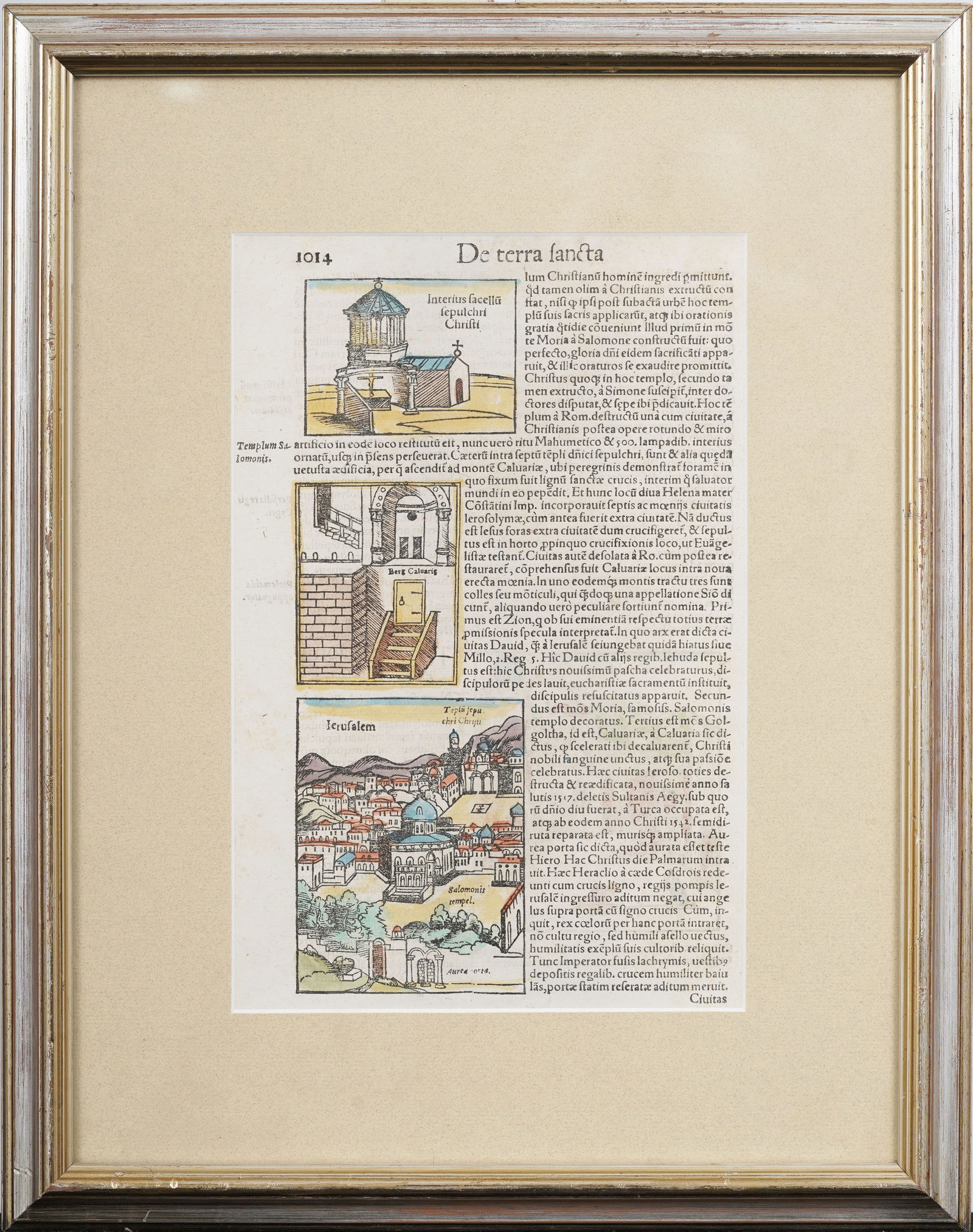 Latin "De Terre Sancta" The Holy Land Jerusalem Informational Christian Book Page Print (1 of 5)