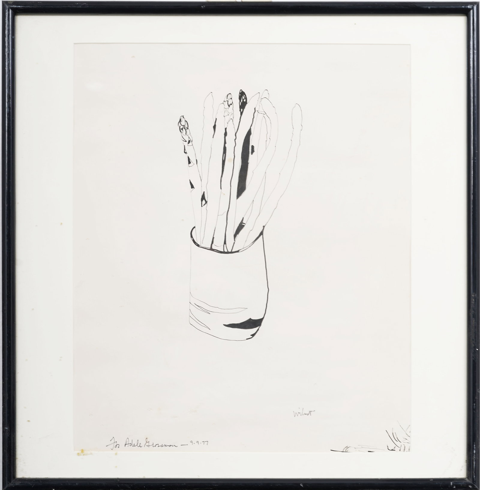 Vintage American Modernist Asparagus Still Life Framed Drawing (1 of 8)