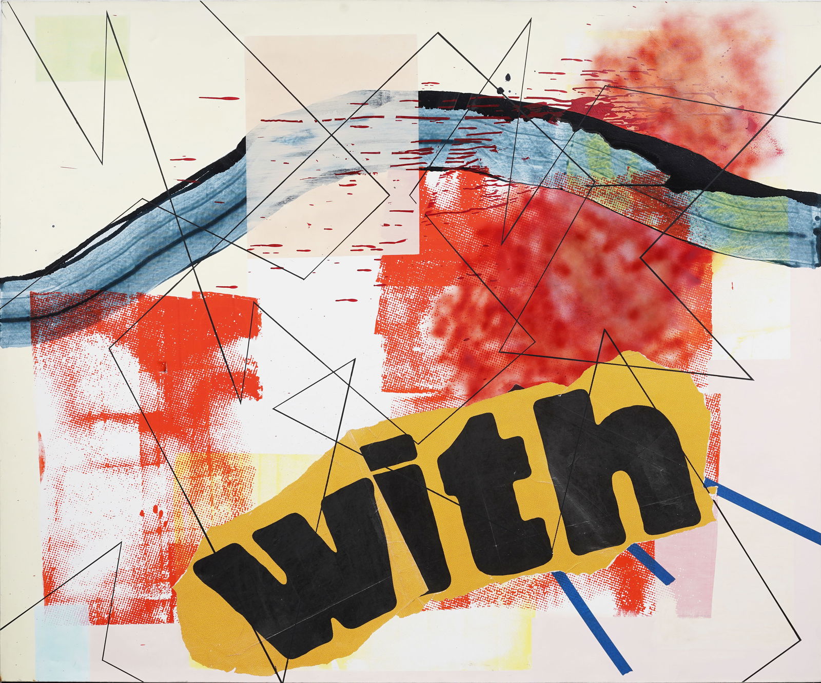 Monumental Vintage American School Abstract Pop Art Original Oil Painting (1 of 7)