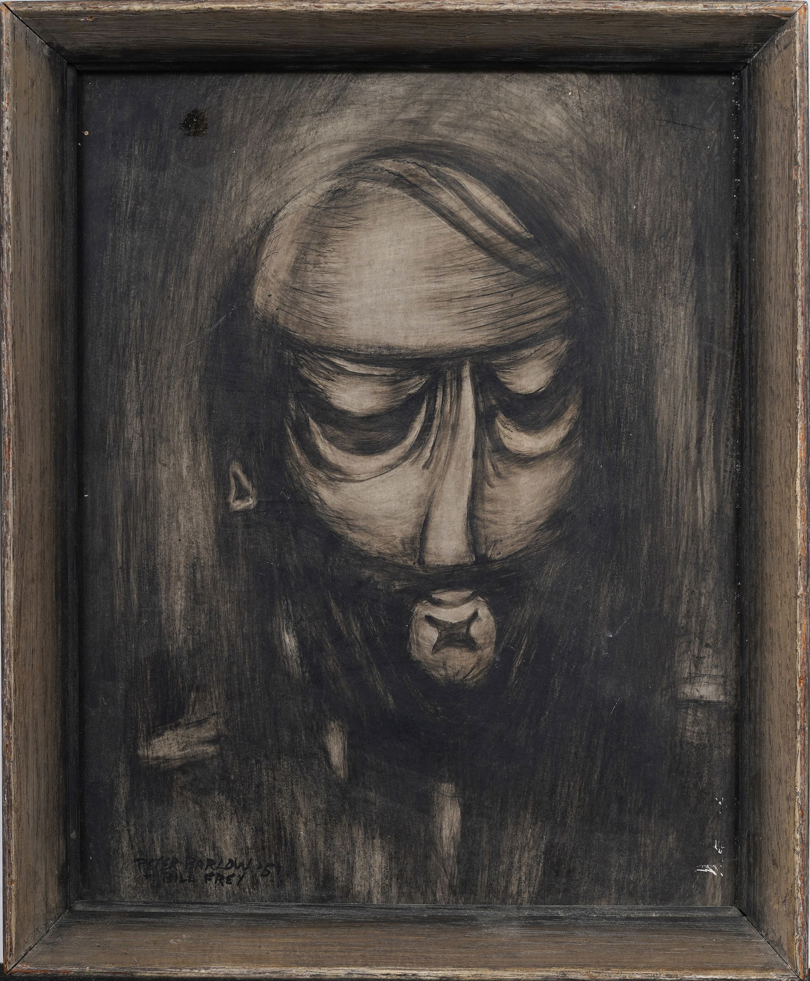 Vintage American Modernist Framed Etching by Peter Barlow, from a Sketch by Bill Frey (1 of 6)